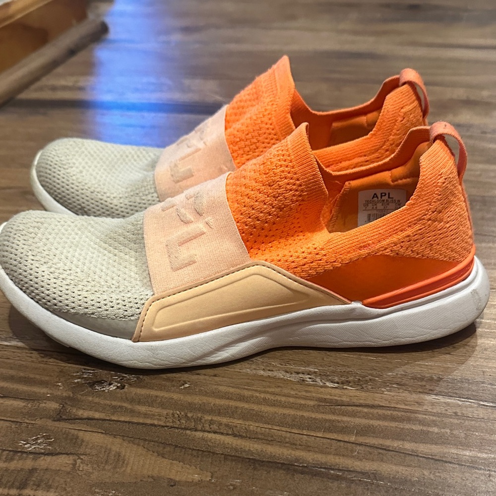 APL Bright Orange and Cream Knit Sneakers